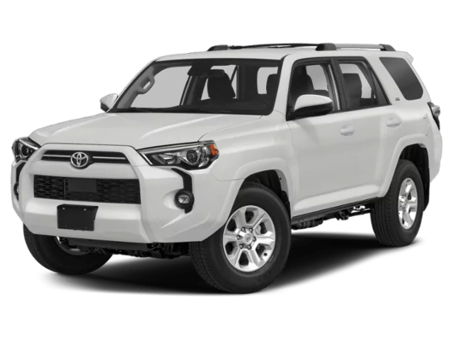 Toyota 4Runner parked outdoors, showcasing its rugged design. Caption: For adventurers. For legends. 4Runner